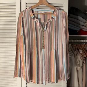 89th + Madison Woven Stripe Blouse | Relaxed Fit | XL / TG